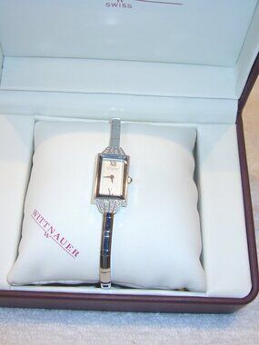 Wittnauer Rectangular Ladies A6 Diamond Accent, Sapphire Crystal Watch EXCELLENT